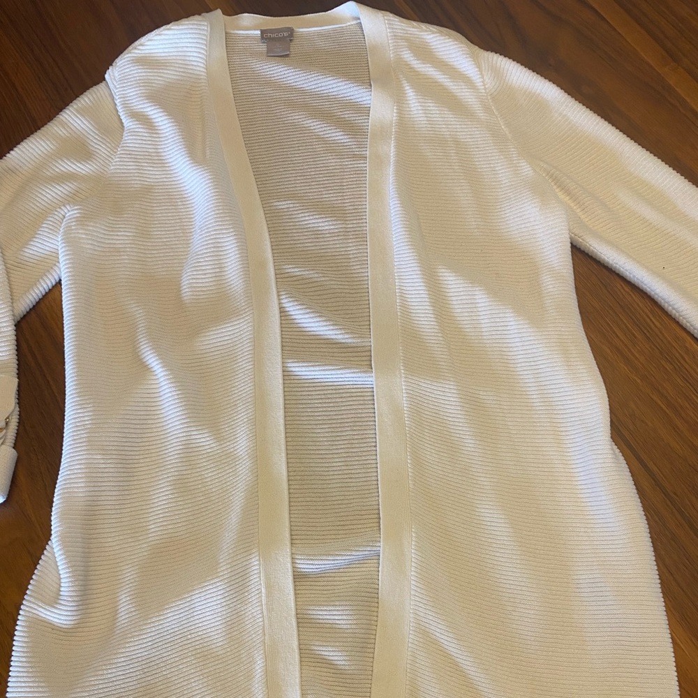 Womens Chico long cardigan style sweater. Size small.